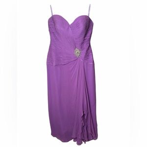 Jovani Strapless Purple Formal Dress Ruched Chiffon Gown 16
